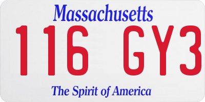 MA license plate 116GY3