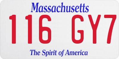 MA license plate 116GY7