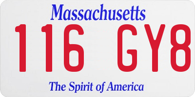MA license plate 116GY8