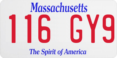 MA license plate 116GY9