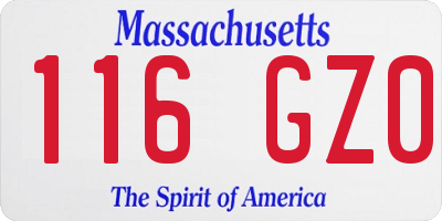 MA license plate 116GZ0