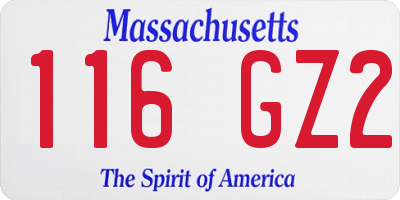 MA license plate 116GZ2