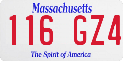 MA license plate 116GZ4