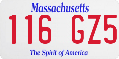 MA license plate 116GZ5