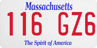 MA license plate 116GZ6
