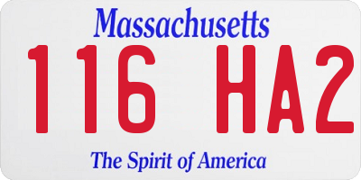 MA license plate 116HA2