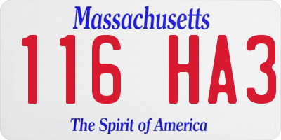 MA license plate 116HA3