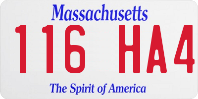 MA license plate 116HA4