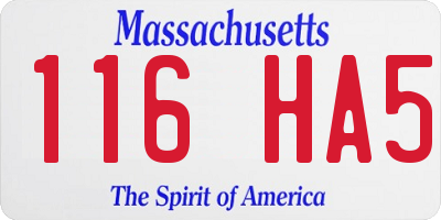 MA license plate 116HA5