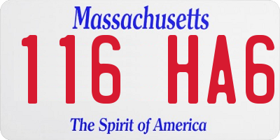 MA license plate 116HA6