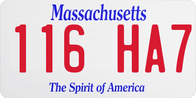 MA license plate 116HA7
