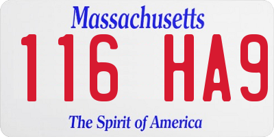 MA license plate 116HA9