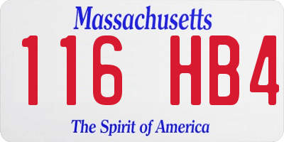 MA license plate 116HB4