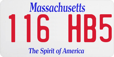 MA license plate 116HB5