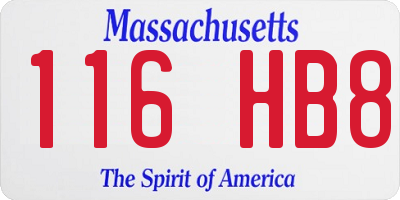 MA license plate 116HB8