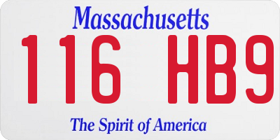 MA license plate 116HB9