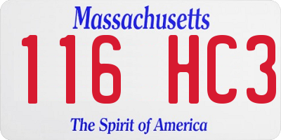 MA license plate 116HC3