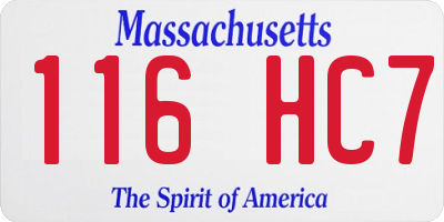 MA license plate 116HC7