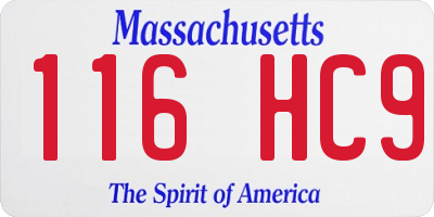 MA license plate 116HC9