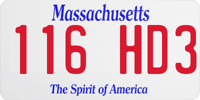 MA license plate 116HD3