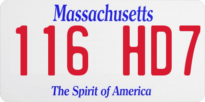 MA license plate 116HD7
