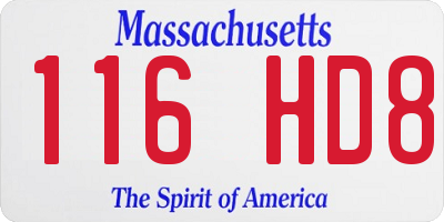 MA license plate 116HD8