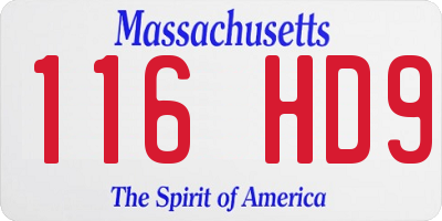 MA license plate 116HD9