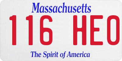 MA license plate 116HE0