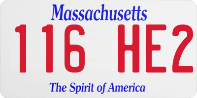 MA license plate 116HE2