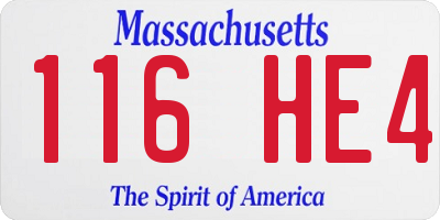 MA license plate 116HE4