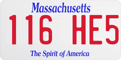 MA license plate 116HE5