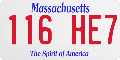 MA license plate 116HE7