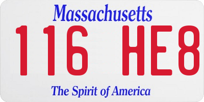 MA license plate 116HE8