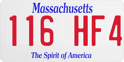 MA license plate 116HF4