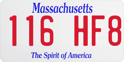 MA license plate 116HF8
