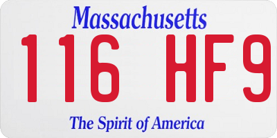 MA license plate 116HF9