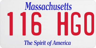 MA license plate 116HG0