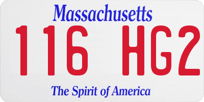 MA license plate 116HG2
