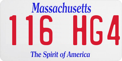 MA license plate 116HG4