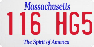 MA license plate 116HG5