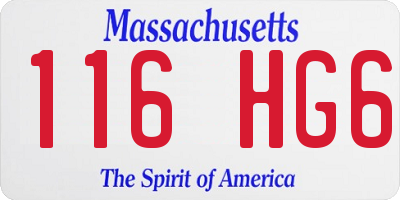 MA license plate 116HG6