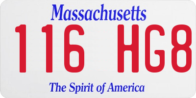 MA license plate 116HG8