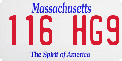 MA license plate 116HG9