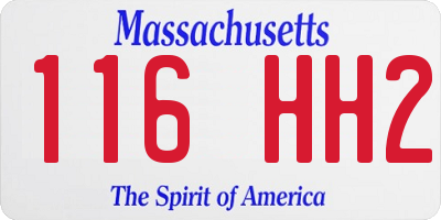MA license plate 116HH2