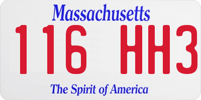 MA license plate 116HH3