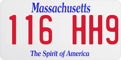 MA license plate 116HH9