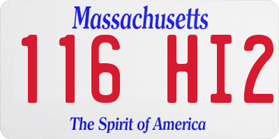 MA license plate 116HI2