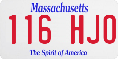 MA license plate 116HJ0