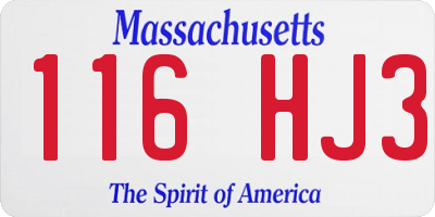 MA license plate 116HJ3
