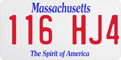 MA license plate 116HJ4